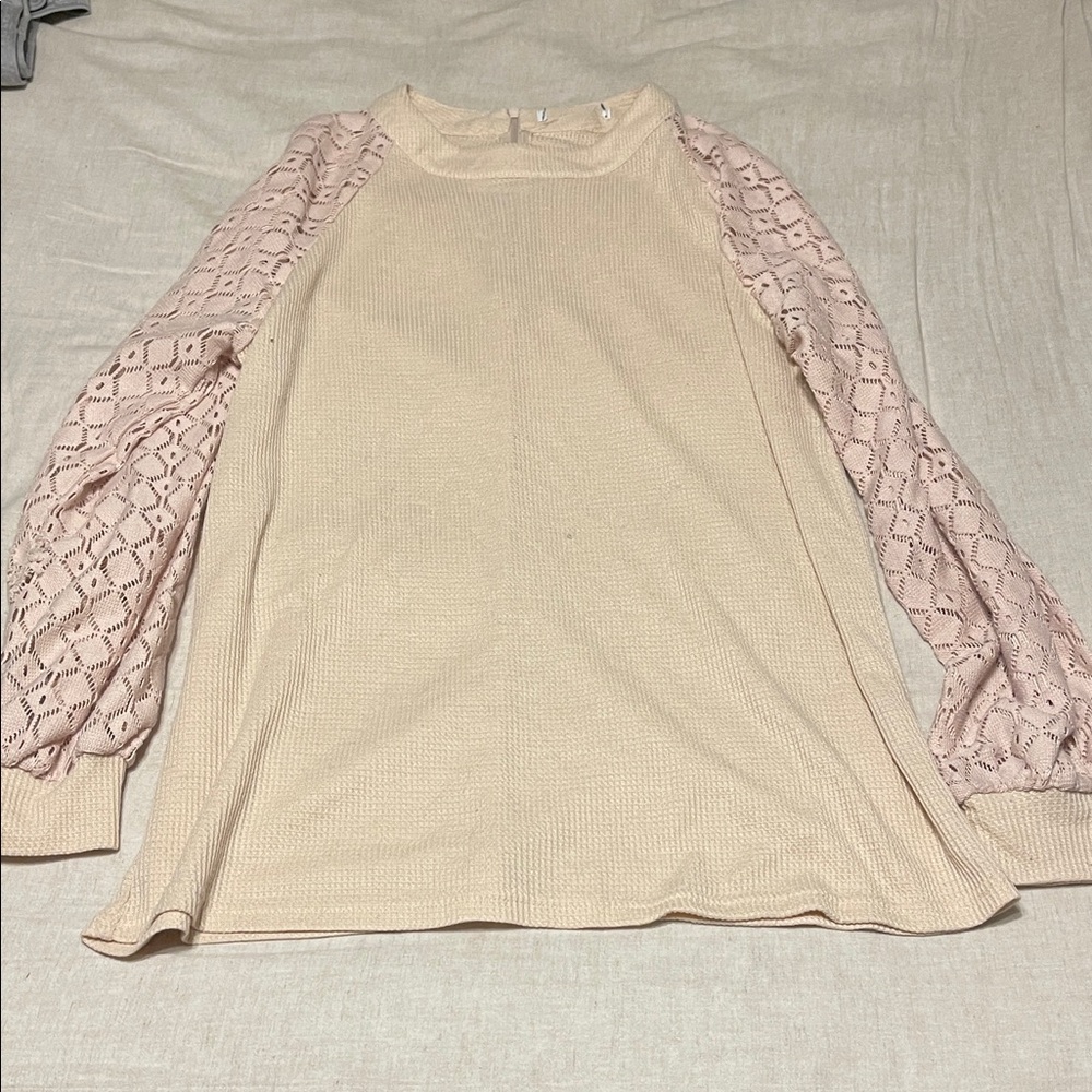 Pink Lace Sleeve Top